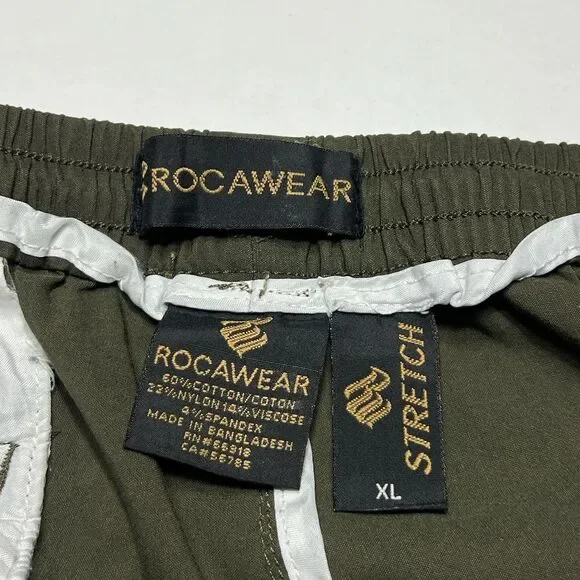 Rocaware Men's Joggers Stretch Drawstrings Olive Green Size XL ~Xl Side Pockets - Picture 7 of 9